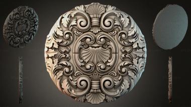 Round decor, rosettes Round panel with volutes and shells 3d model