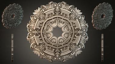 Round decor, rosettes Round panel with volutes and acanthus 3d model