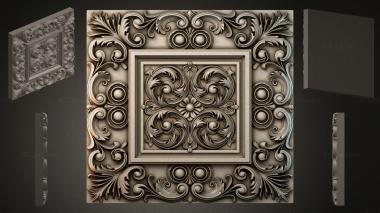 Round decor, rosettes Panel with scrolls and rosette 3d model