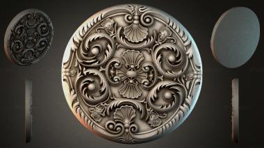 Round decor, rosettes Round rosette with volutes and shells 3d model