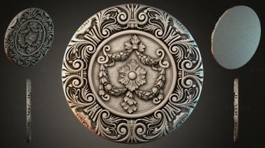 Round decor, rosettes Round rosette with floral pattern and acanthus swirls 3d model