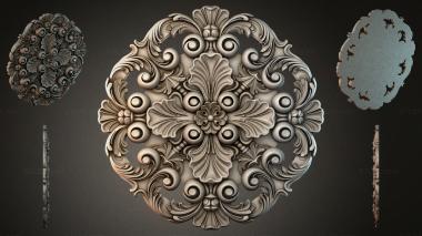Round decor, rosettes Baroque rosette with scrolls and acanthus 3d model