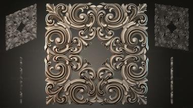 Round decor, rosettes Classic Ornament with Curls and Leaves for CNC 3d model