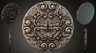Round decor, rosettes Round medallion with scrolls and shells 3d model