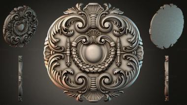 Round decor, rosettes Round rosette with volutes and a central sphere 3d model