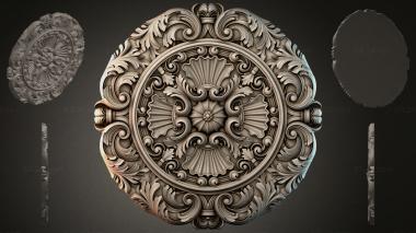 Round decor, rosettes Round rosette with volutes and shells 3d model