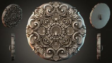 Round decor, rosettes Round panel with volutes and shells 3d model