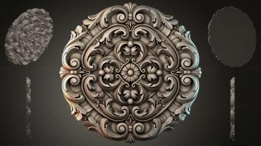 Round decor, rosettes Round rosette with swirls and floral motifs 3d model
