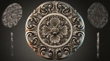Round decor, rosettes Round rosette with volutes and central basin 3d model