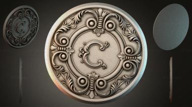 Round decor, rosettes Round rosette with volutes and spirals 3d model
