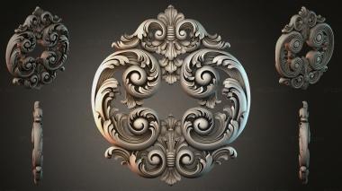 Round decor, rosettes Round overlay with scrolls and leaves 3d model