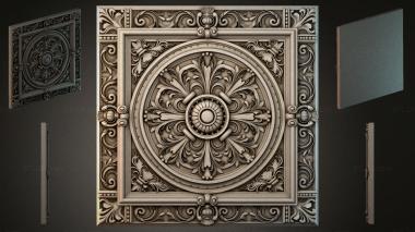 Round decor, rosettes Caisson with rosette and acanthus 3d model