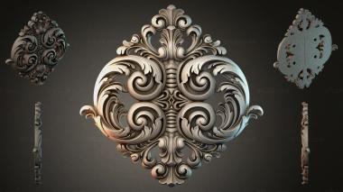 Round decor, rosettes Baroque rosette with scrolls and acanthus 3d model