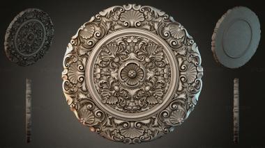 Round decor, rosettes Round ceiling rose with acanthus leaves and spirals 3d model