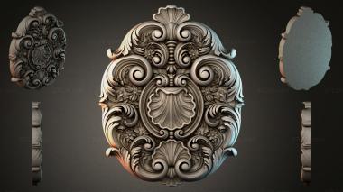 Round decor, rosettes Oval cartouche with double spiral and central shell 3d model