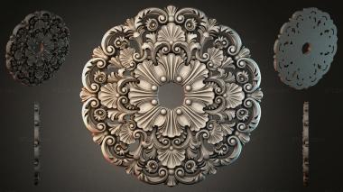 Round decor, rosettes Round rosette with scrolls and shells 3d model