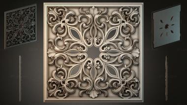 Round decor, rosettes Panel with symmetrical floral pattern and curls 3d model