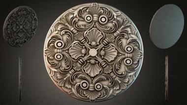 Round decor, rosettes Round medallion with floral relief and rosettes 3d model