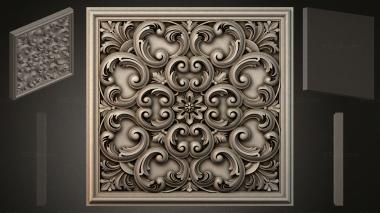 Round decor, rosettes Panel with swirls and a floral center 3d model