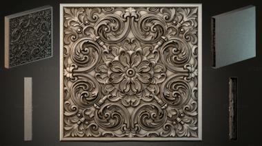 Round decor, rosettes Panel with volutes and floral rosettes 3d model