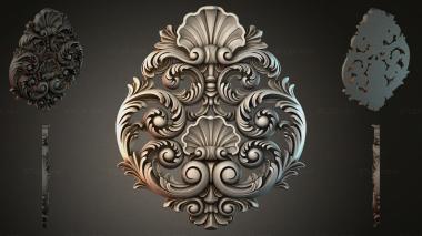 Round decor, rosettes Cartouche with baroque scrolls and shells 3d model