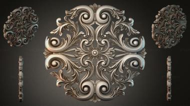 Round decor, rosettes Baroque ornament with volutes and acanthus 3d model