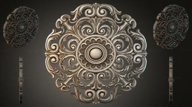 Round decor, rosettes Round rosette with acanthus scrolls and a central sphere 3d model