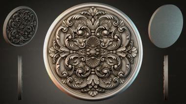 Round decor, rosettes Round rosette with scrolls and shells 3d model
