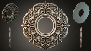 Round decor, rosettes Round ceiling rosette with volutes and acanthus 3d model