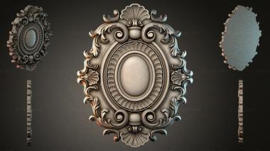 Round decor, rosettes Oval frame with floral scrolls and volutes 3d model