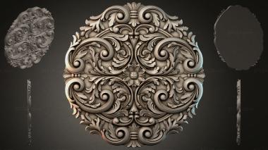 Round decor, rosettes Cartouche with acanthus and volutes 3d model
