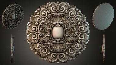 Round decor, rosettes Oval medallion with scrolls and a central cartouche 3d model