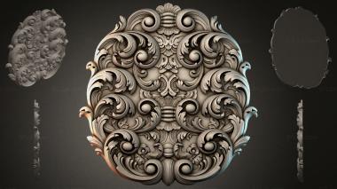 Round decor, rosettes Cartouche with symmetrical acanthuses and rosettes 3d model