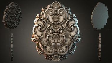 Round decor, rosettes Cartouche with volutes and shells for CNC 3d model