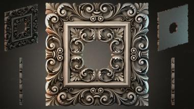 Round decor, rosettes Carved frame with scrolls and palmettes 3d model