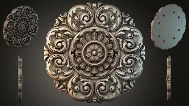Round decor, rosettes Square rosette with swirls and a central flower 3d model