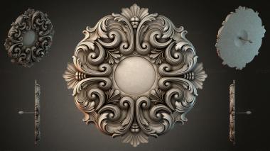 Round decor, rosettes Round rosette with volutes and a central circle 3d model