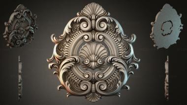 Round decor, rosettes Architectural decorative element with volutes and a shell 3d model