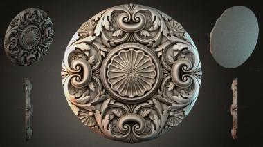 Round decor, rosettes Round rosette with volutes and shells 3d model