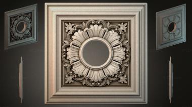 Round decor, rosettes Ceiling rose with floral medallion and spiral scrolls 3d model