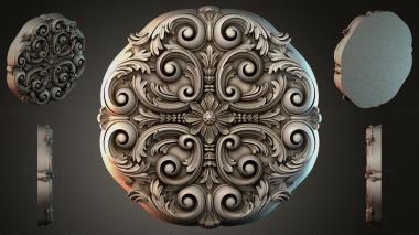 Round decor, rosettes Round rosette with volutes and floral elements 3d model