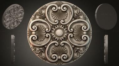 Round decor, rosettes Round rosette with volutes and fan-shaped shells 3d model