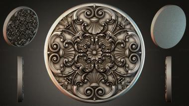Round decor, rosettes Round medallion with volutes and shells 3d model