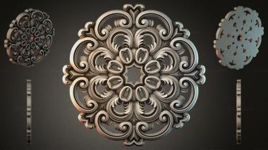 Round decor, rosettes Round rosette with volutes and acanthus leaves 3d model