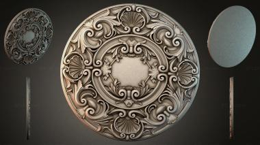 Round decor, rosettes Round rosette with scrolls and shells 3d model