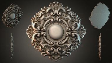 Round decor, rosettes Ceiling rosette with acanthus and spiral ornament 3d model