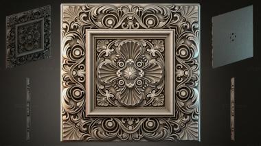 Round decor, rosettes Decorative panel with a sink and swirls 3d model