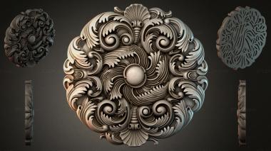 Round decor, rosettes Round medallion ornament with volutes and a central sphere 3d model