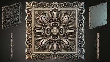 Round decor, rosettes Ornamental panel with a symmetrical floral medallion and curls 3d model