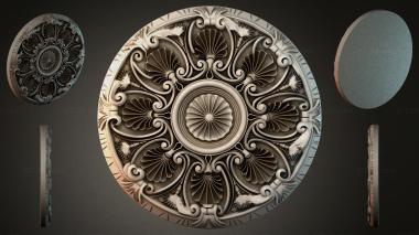 Round decor, rosettes Round ceiling rose with volutes and fan-shaped basins 3d model